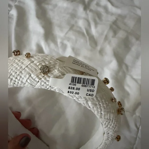 Anthropologie White and Gold Crystal Headband - Picture 5 of 6